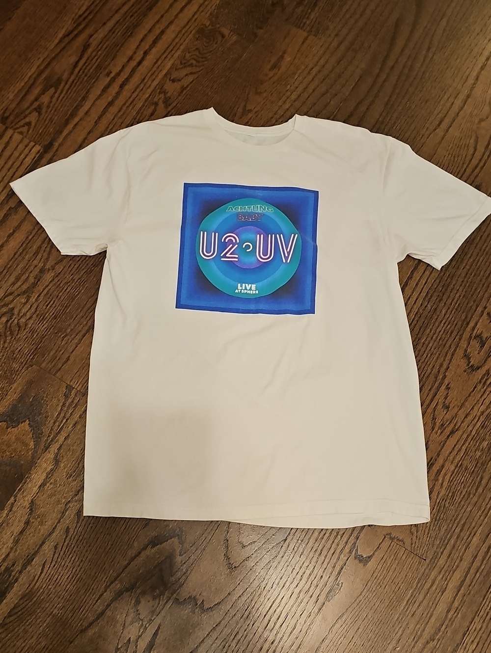 U2 U2•UV Graphic Tee in White with Blue/Teal Print